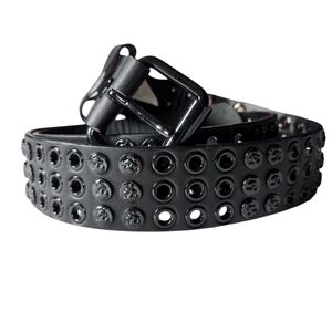 Black Skull Studded Goth Belt Sz L